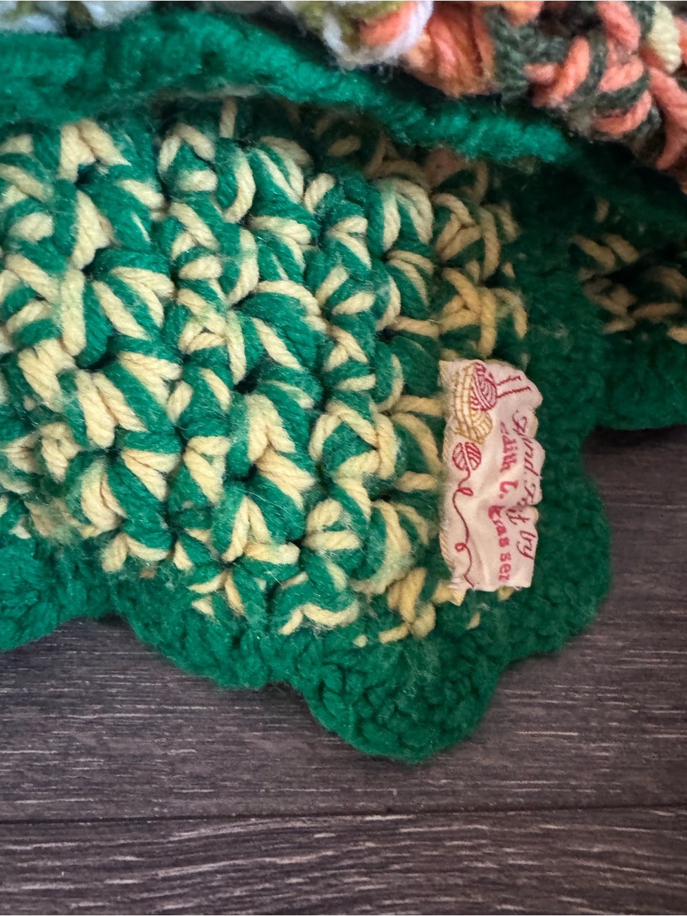 Handmade Crocheted Green & Yellow Scallop Blanket/Throw
